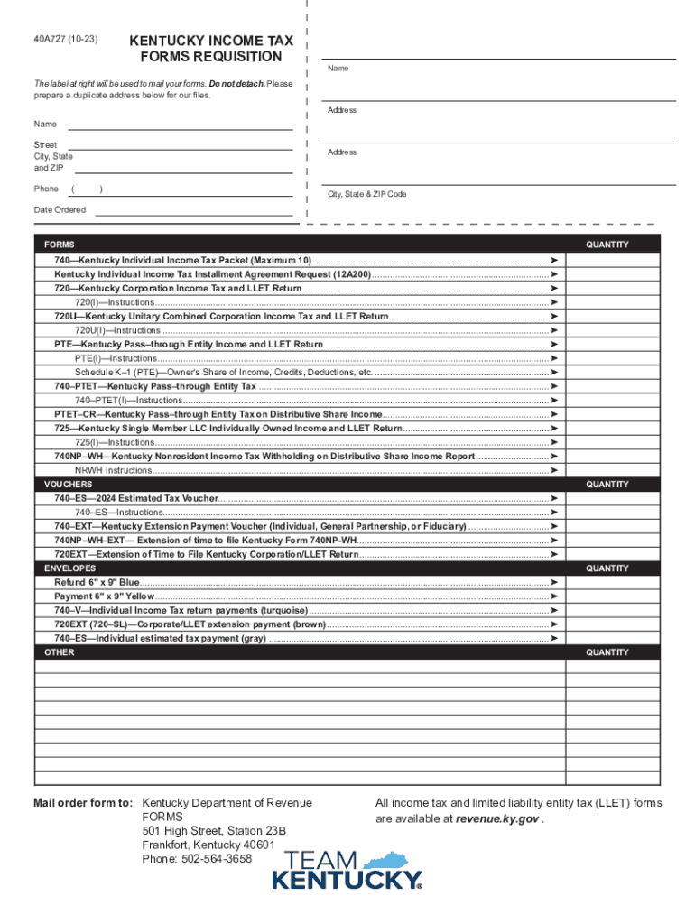 kentucky income tax forms requisition Preview on Page 1