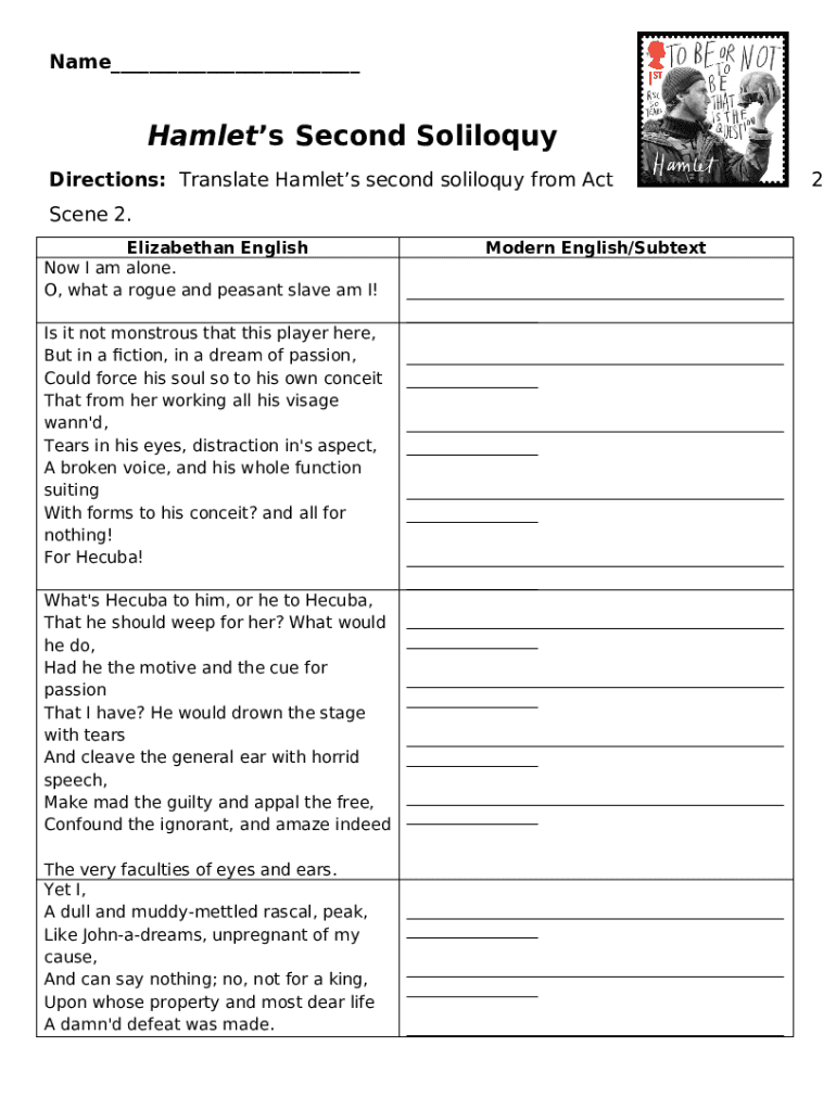 O What A Rogue And Peasant Slave Am I Soliloquy 'O, What A Rogue And Peasant Slave Am I!' Soliloquy Doc Template
