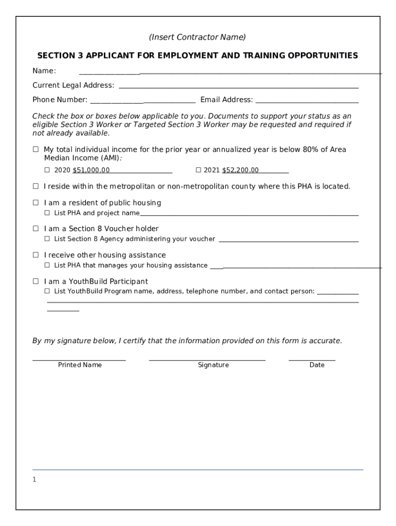 Section 3 Contractor Plan Name of Doc Template pdfFiller