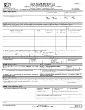OMB 3206-0160 - Health Benefits Election Form