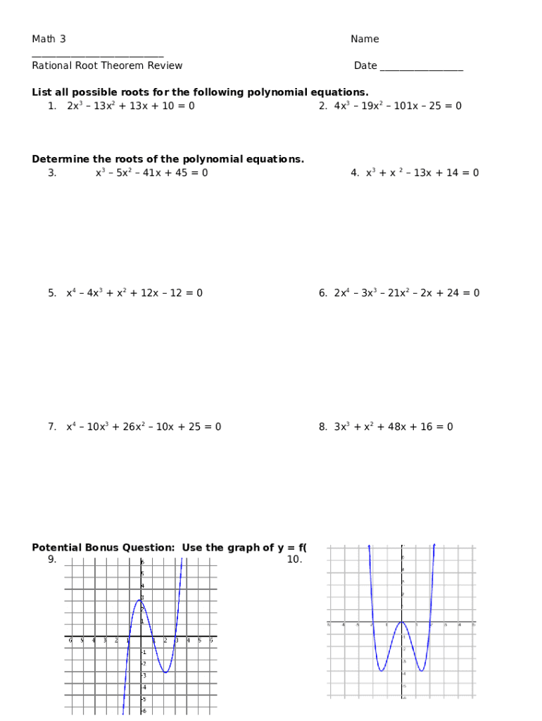 Review and Examples of Using the Rational Root Theorem Doc Template ...