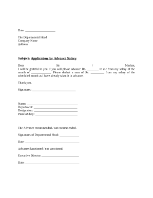 Application For Advance Salary/Money (12+ Sample)