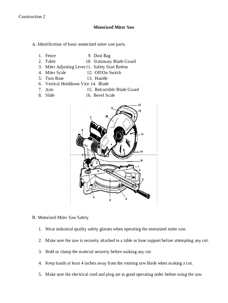 MOTORIZED MITER BOX SAW SAFETY INSTRUCTIONS 1 Doc Template pdfFiller
