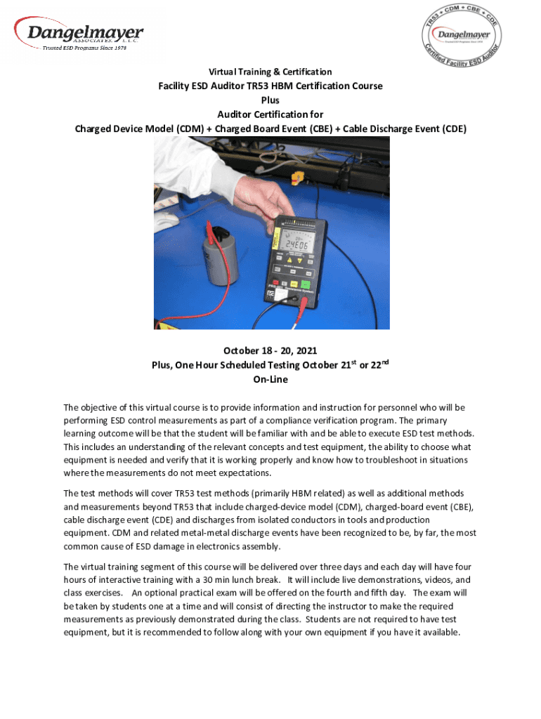 Fillable Online Introduction to Electrostatic Discharge (ESD) Training