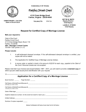 Fillable Online Fairfax Circuit Court Marriage License Copy Request Fillable Online Fairfax Circuit Court Marriage License Copy Request