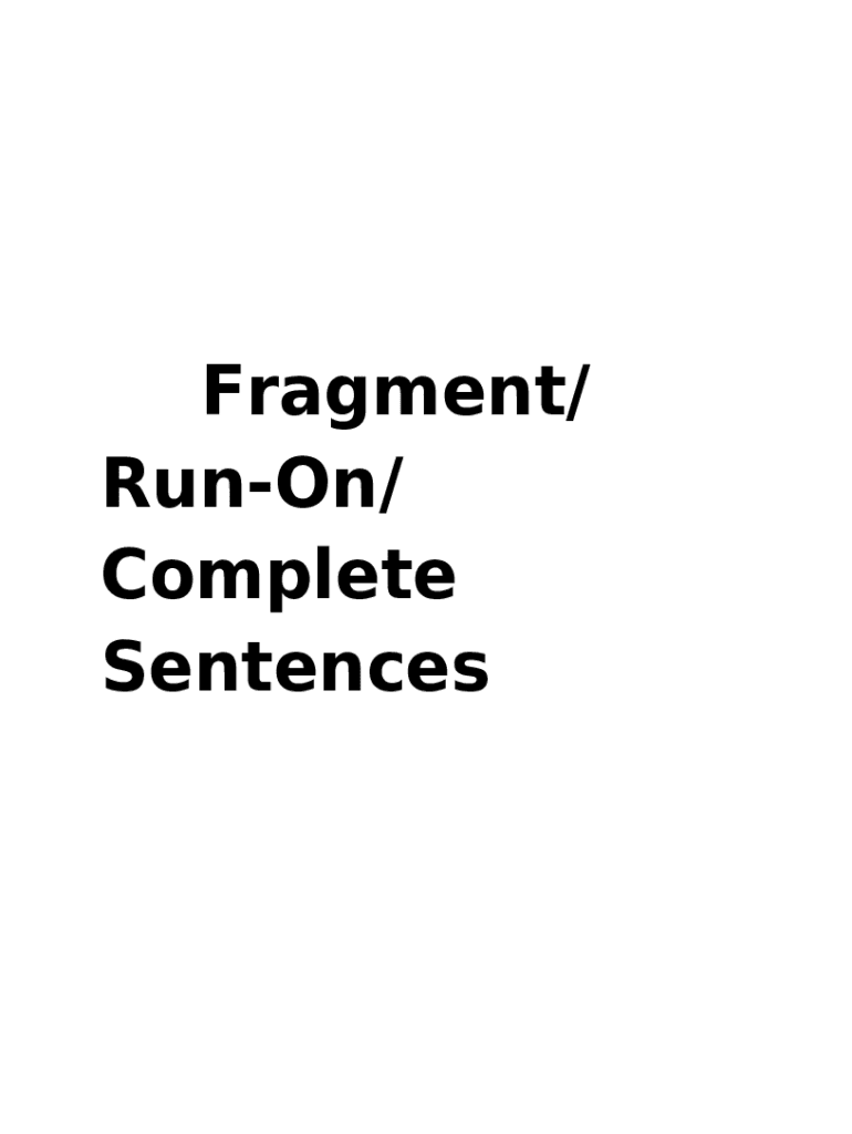 Fragments and run ons unc writing center doc template pdffiller