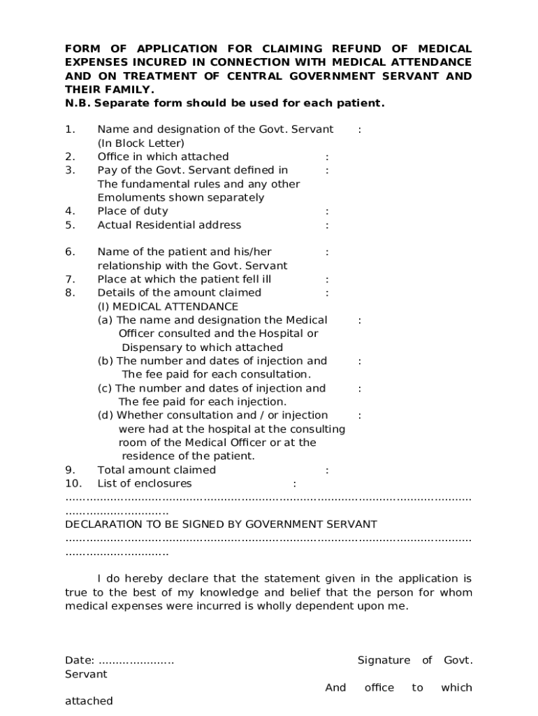 Med. 97B of application for claiming refund of Doc Template