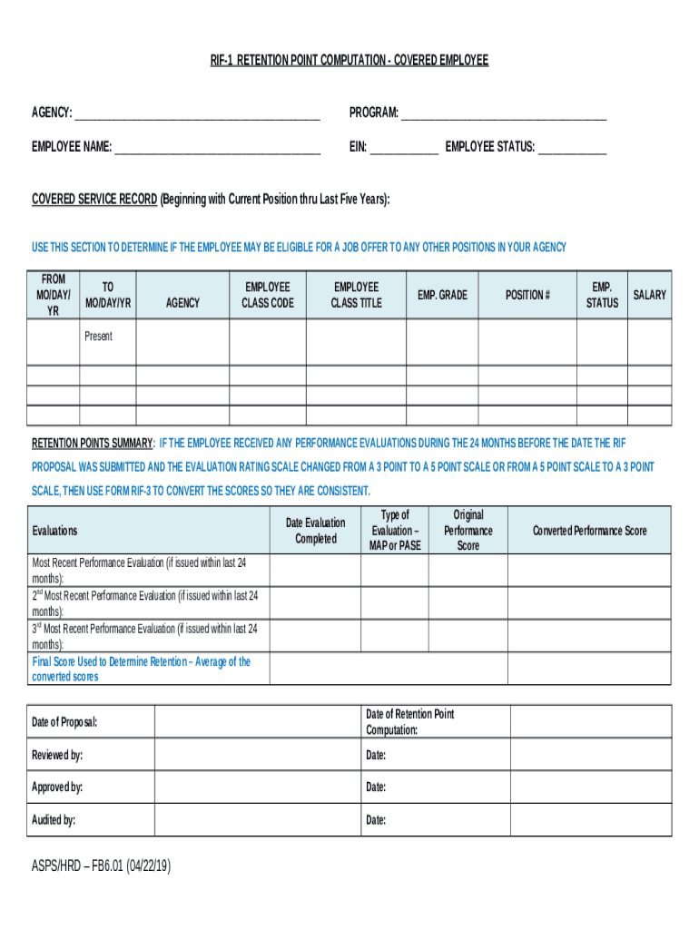 Retention Point Calculation Worksheet - hr az Doc Template | pdfFiller