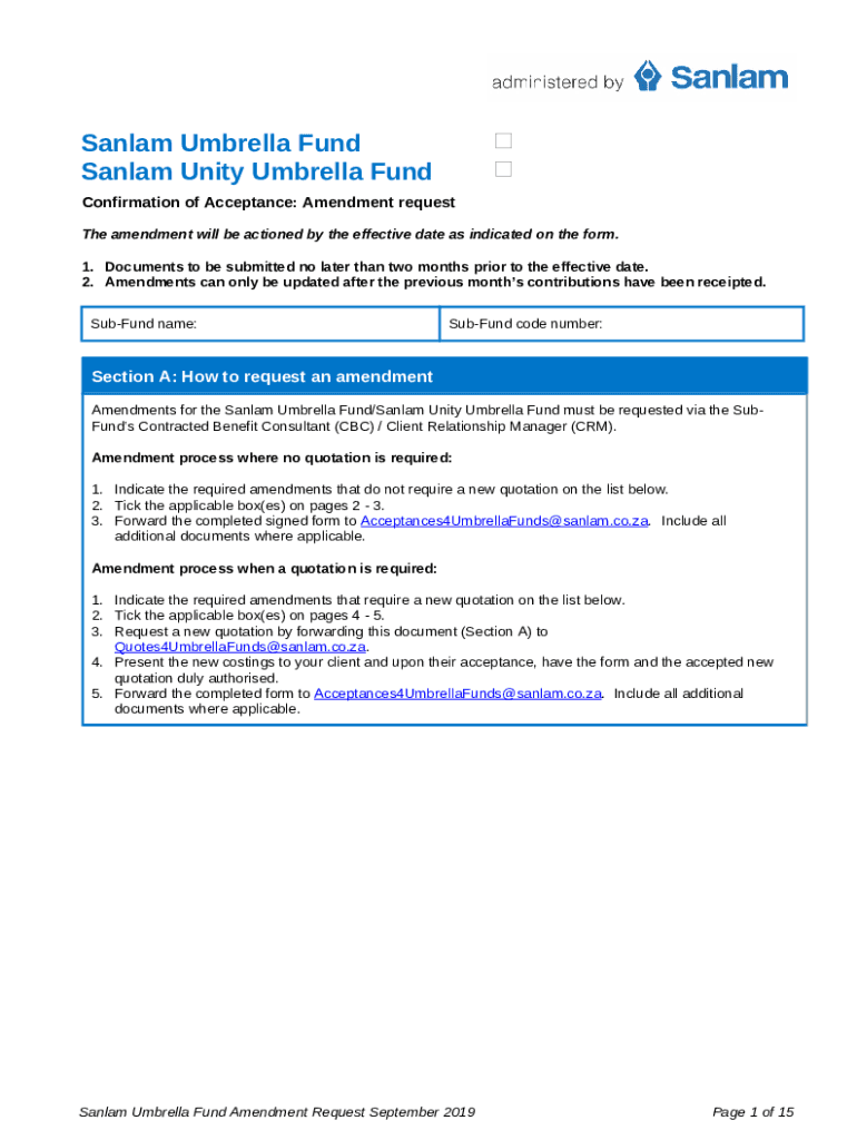 Confirmation of Acceptance Sanlam Umbrella Fund Doc Template pdfFiller