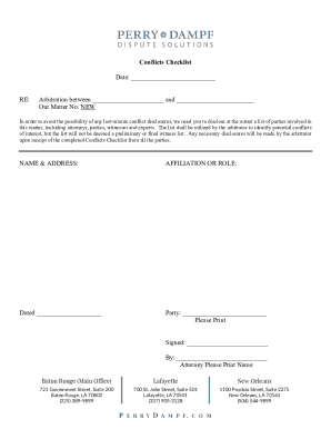 Checklist For Conflicts (AAA ICDR) :: Official Federal ...