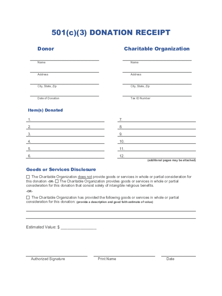 Fillable Online 501c3 Donation Receipt Template - Invoice Maker Fax ...