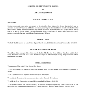 Constitution and By-Laws of the Church