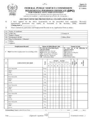 Departmental Permission Certificate (Annex-E)