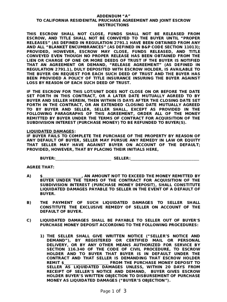 CaliforniaResidentialPurchaseAgreementandJoint Doc Template pdfFiller