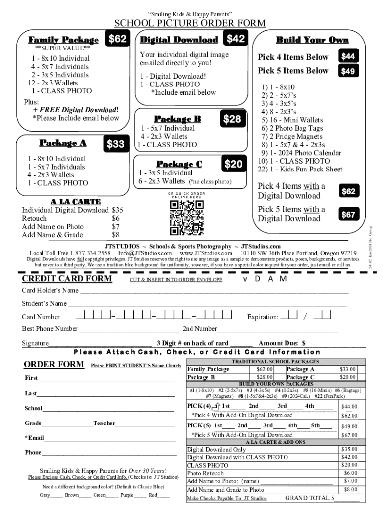 Fillable Online JT-Studios-School-Picture-Order-Form- ... Fax Email ...