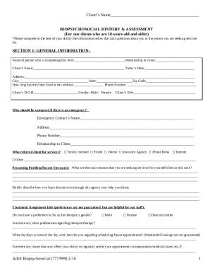 Psychosocial Assessment Template Pdf - Fill Online ...