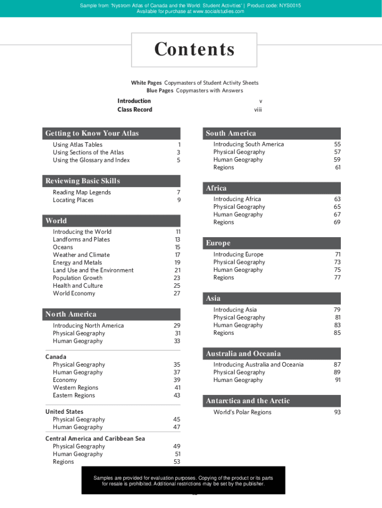 Fillable Online THE NYSTROM ATLAS OF CANADA AND THE WORLD Fax Email ...