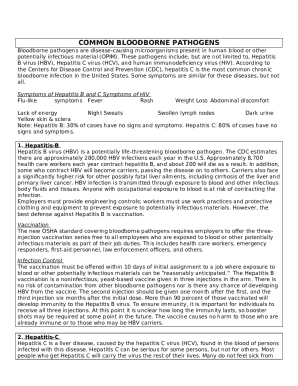 MIOSHA Fact Sheet - Bloodborne Infectious Diseases Doc Template | pdfFiller