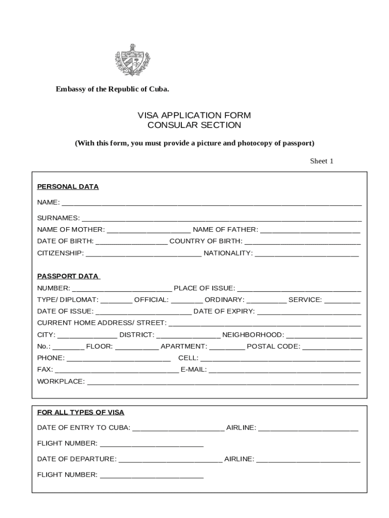 Cuba Visa Application Requirements And S Doc Template PdfFiller cuba-visa-application-requirements-and-s-doc-template-pdffiller