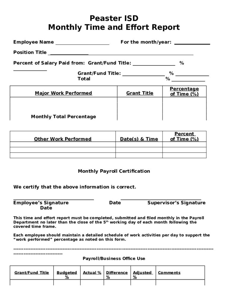 time and effort s xls Doc Template pdfFiller