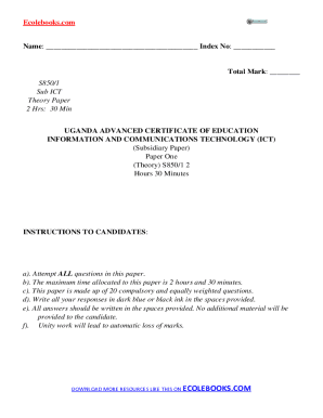 Uganda Advanced Certificate of Education SUBSIDIARY ...