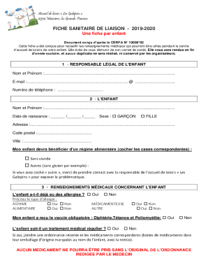Fiche sanitaire de liaison Enfant-Dossier ...