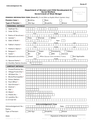 Application Form of West Bengal Old Age Pension Scheme. Application Form of West Bengal Old Age Pension Scheme,