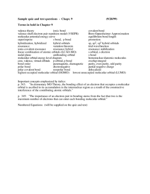 Sample quiz and test questions - Chapt. 9