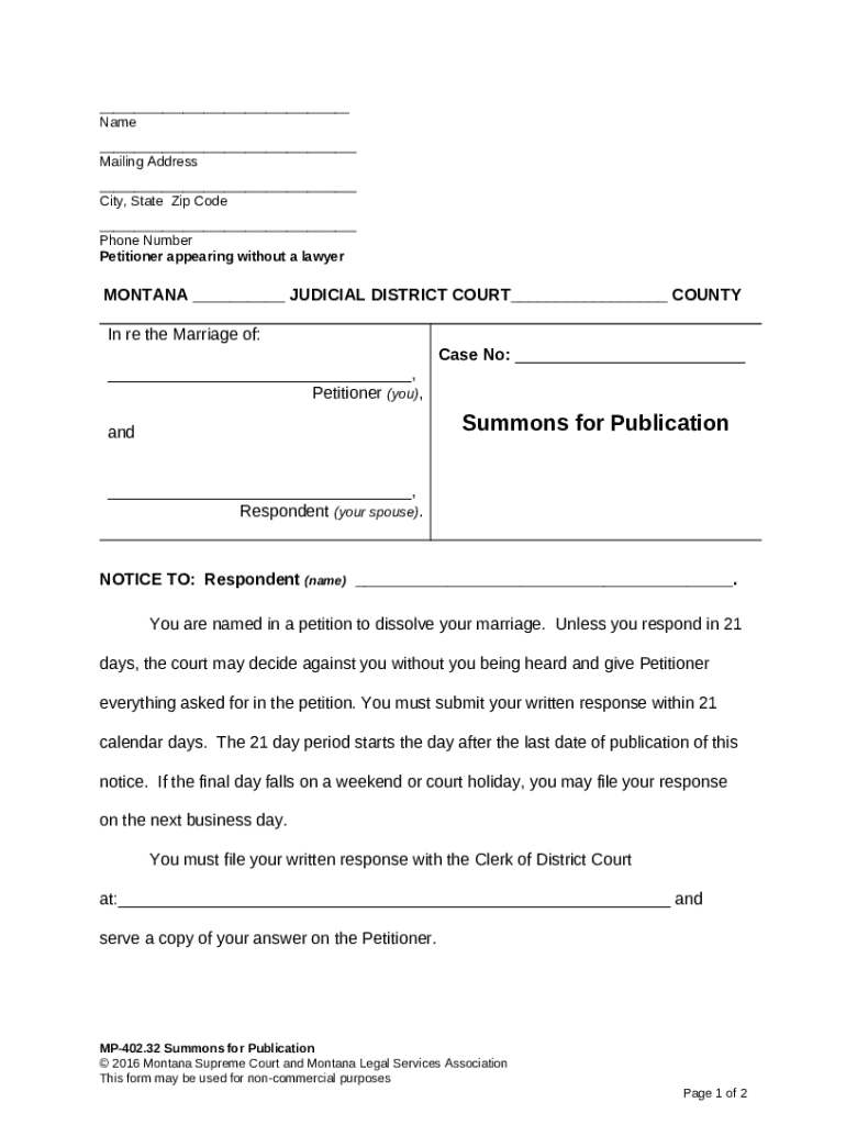 Declaration of Marriage Montana: Pre built template courts mt Doc