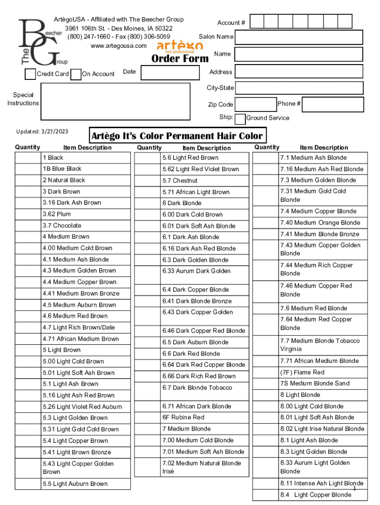 Fillable Online Salon Equipment from Beecher Group/Iowa Beauty and