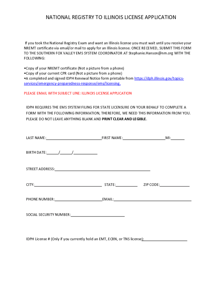 Fillable Online Passed the national. How do I get my Illinois state ...