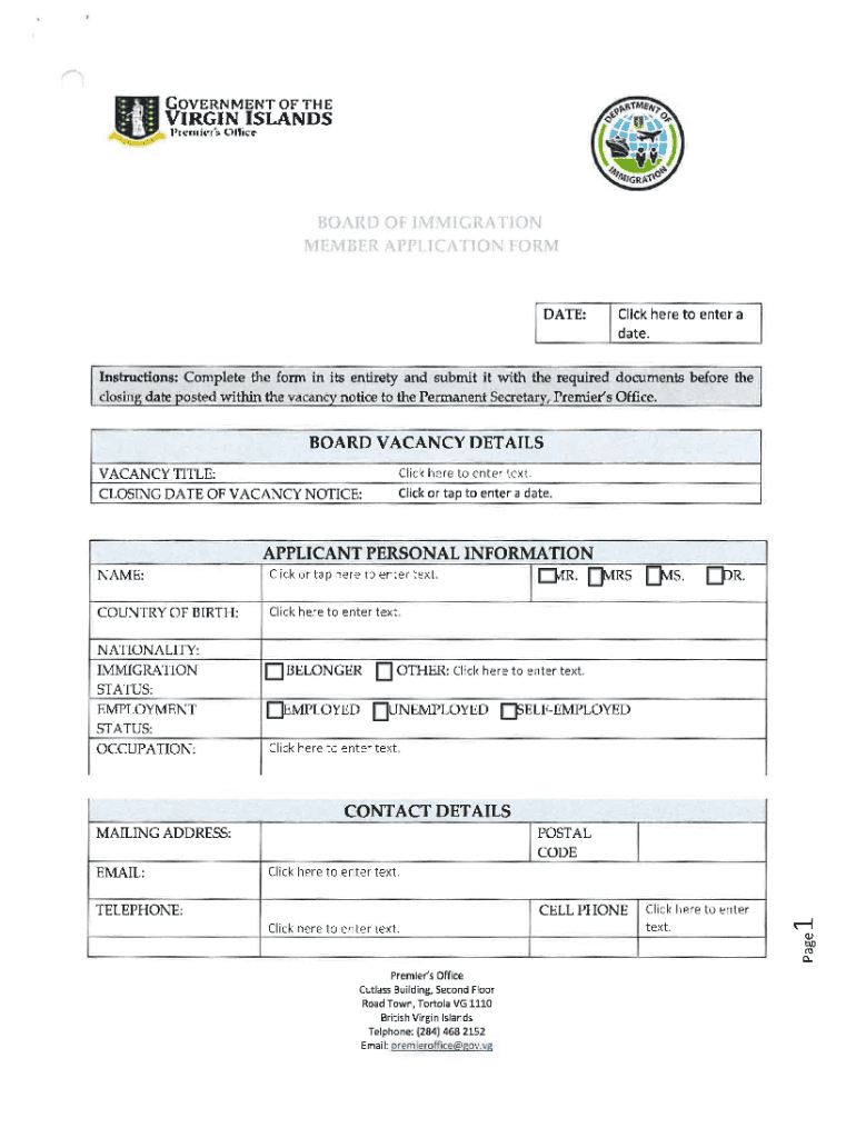 Fillable Online Bvi Gov APPLICATION FOR BRITISH VIRGIN ISLAND VISA Fax Email Print PdfFiller Fillable Online Bvi Gov APPLICATION FOR BRITISH VIRGIN ISLAND VISA Fax Email Print PdfFiller