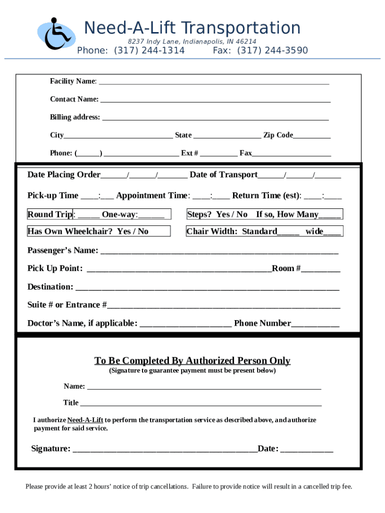 Blanket Authorization for Transportation Services Doc Template pdfFiller