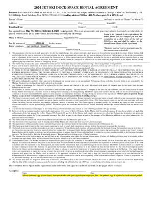 Fillable Online 2024 Jet Ski Dock Space Rental Agreement - Bridge ...