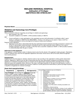 Maternal and Fetal Medicine Core Privileges