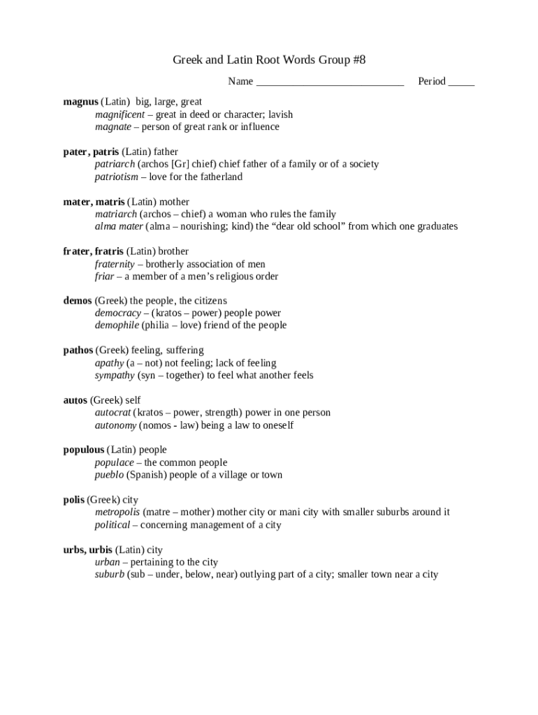 Greek And Latin Root Words Magnus great Large Big Doc Template Greek and latin root words magnus great large big doc template