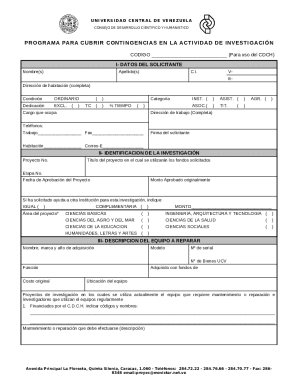 Planilla de Solicitud de Financiamiento