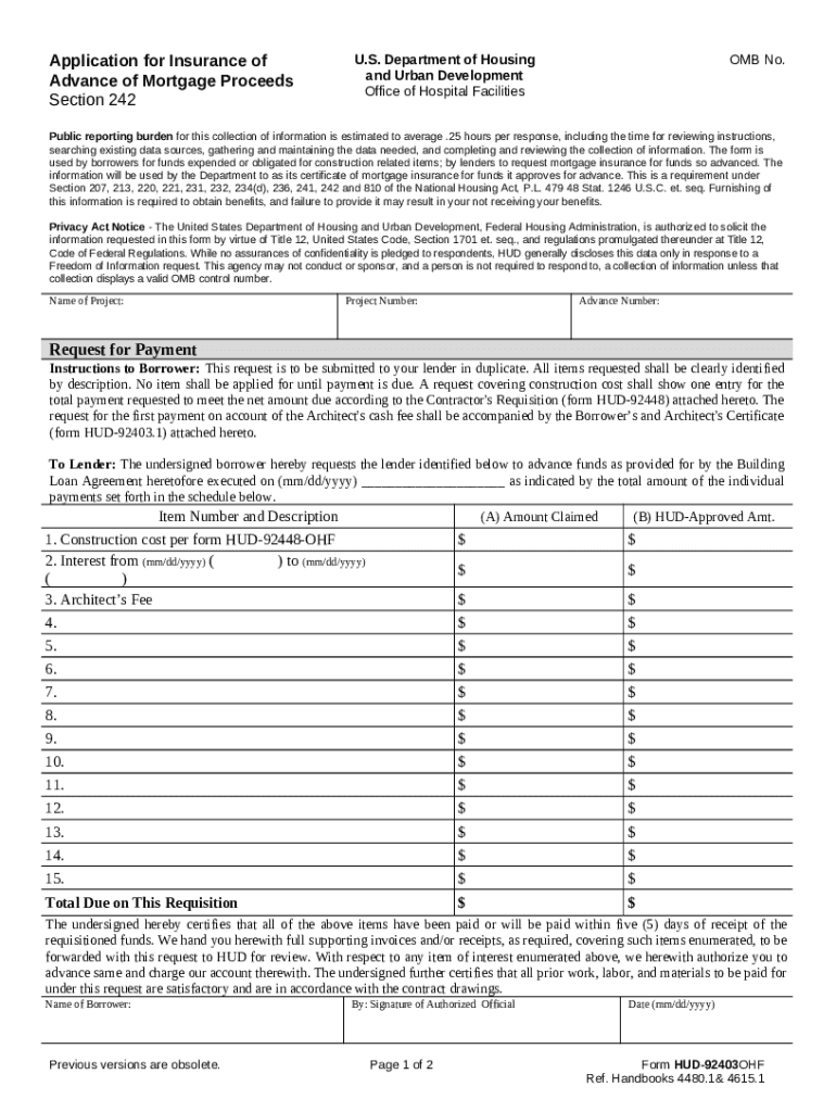 HUD92330OHF Borrower's Certificate of Actual Cost Doc Template