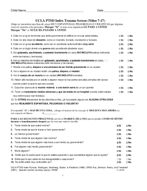 UCLA PTSD INDEX FOR DSM IV(Child Version Spanish)