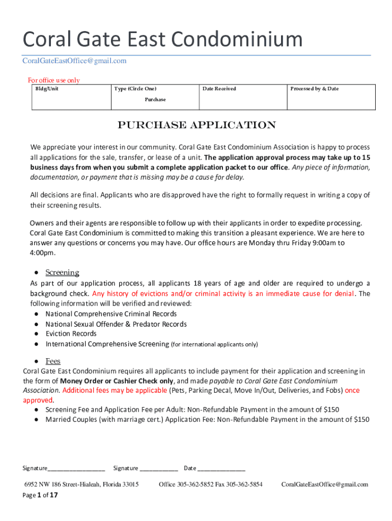 Fillable Online Coral Gate East Apartments in Miami, FL Fax Email Print pdfFiller