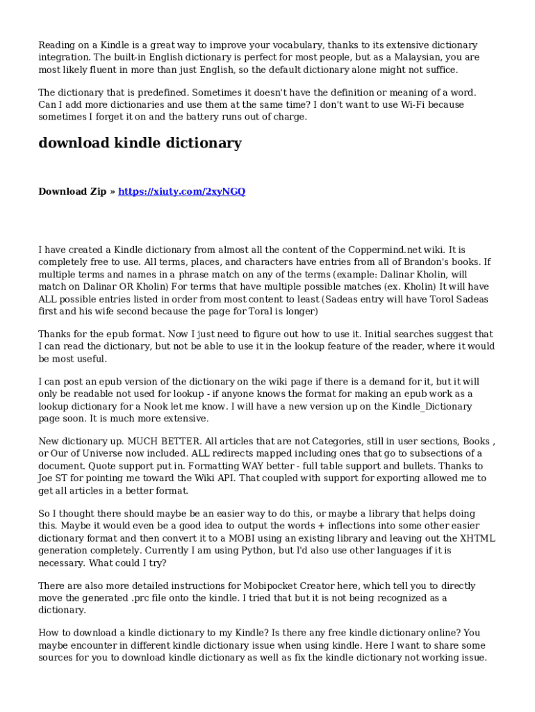 Fillable Online How Kindles can improve your vocabulary with the