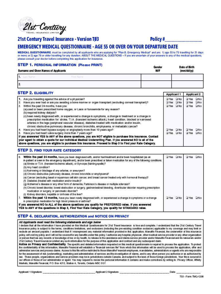 Fillable Online Understanding the Travel Insurance Medical