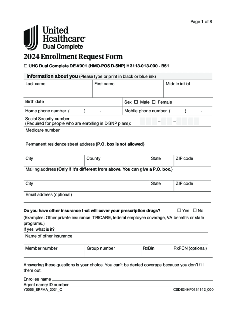 Fillable online uhc dual complete oh v001 hmo pos d snp fax email