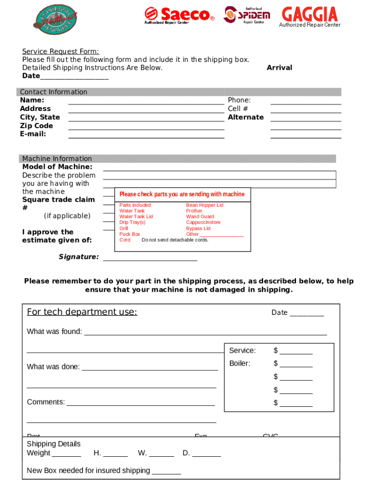 Shipping Instructions Espresso Resource NW Doc Template pdfFiller