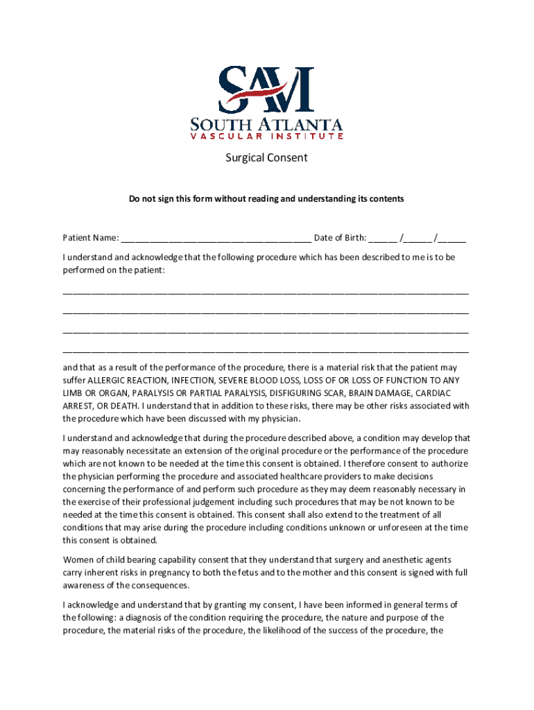 Fillable Online Informed Consent - The Ob-Gyn Risk Alliance (OBRA) Fax ...