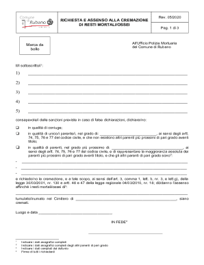 Cremazione di resti mortali od ossei - Comune di Soliera