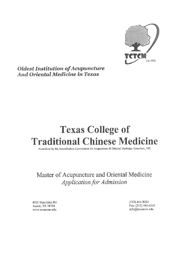 Fillable Online TCTCM, the Oldest Acupuncture School in Texas, Offers Fax Email Print