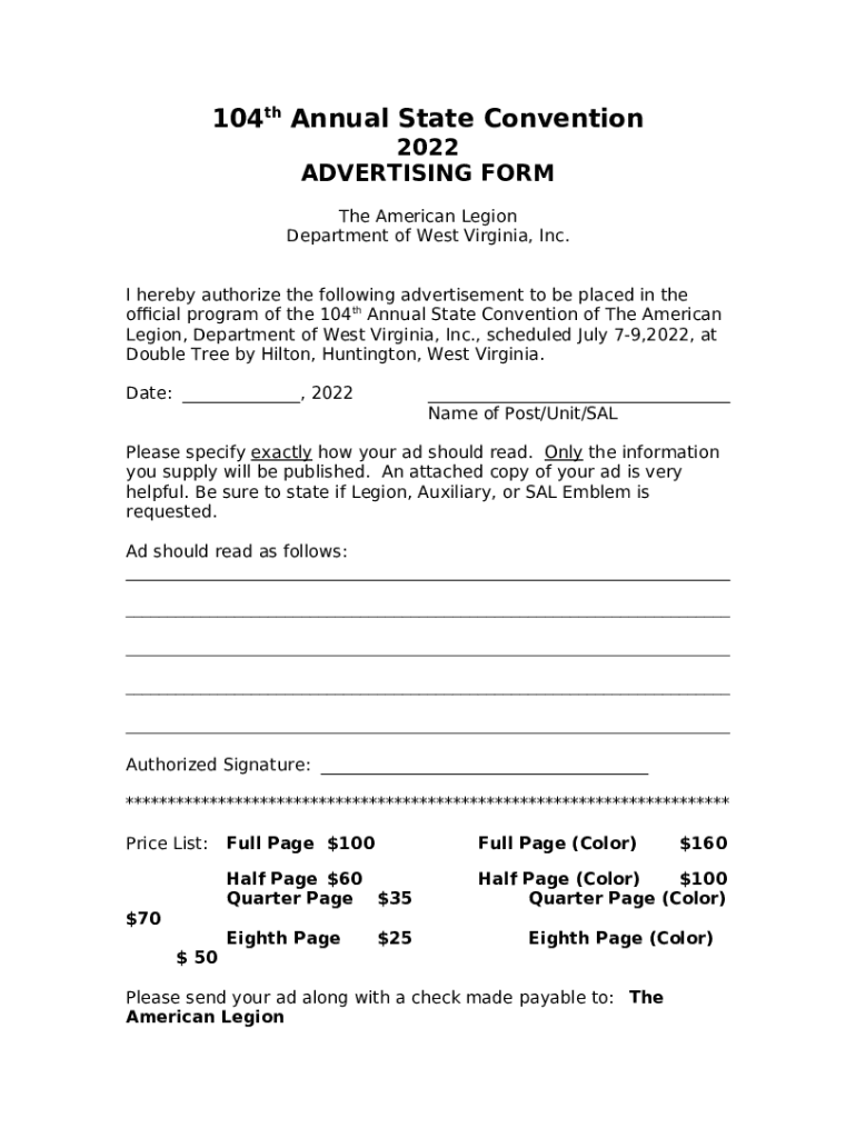 American Legion Department of West Virginia Doc Template pdfFiller