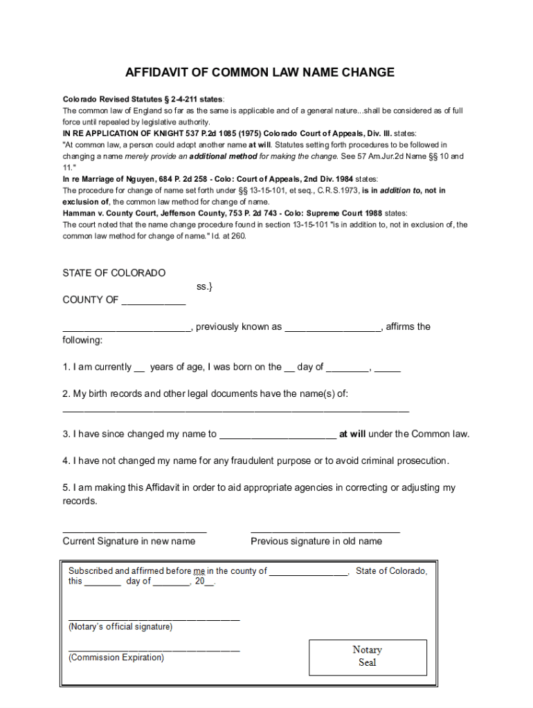Fillable Online English Common Law for Notaries Notary Colorado