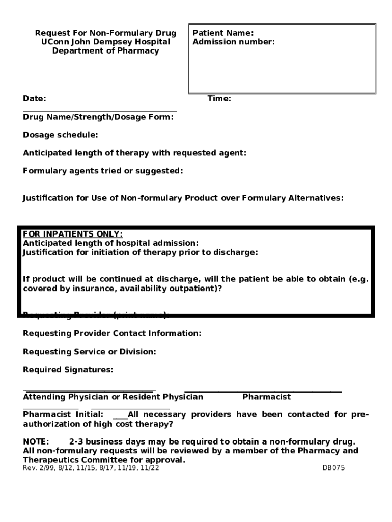 Request For Non-ulary Drug Doc Template | pdfFiller